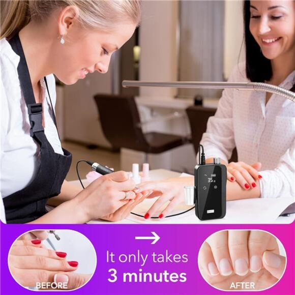 Nail Drill for Acrylic Nails Professional, 35000RPM Portable Nail File, Electric - Picture 6 of 7